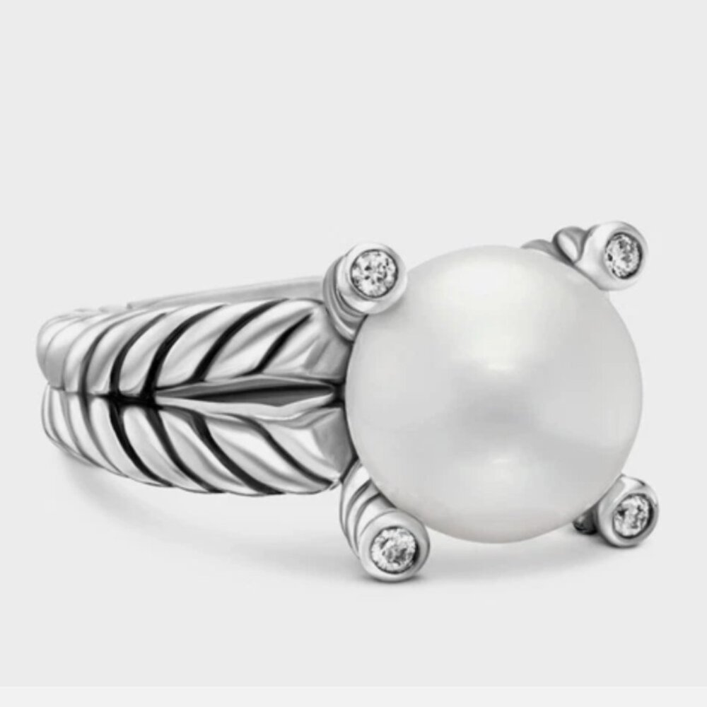 EUC David Yurman Pearl Ring Cable Classic Collection size 9